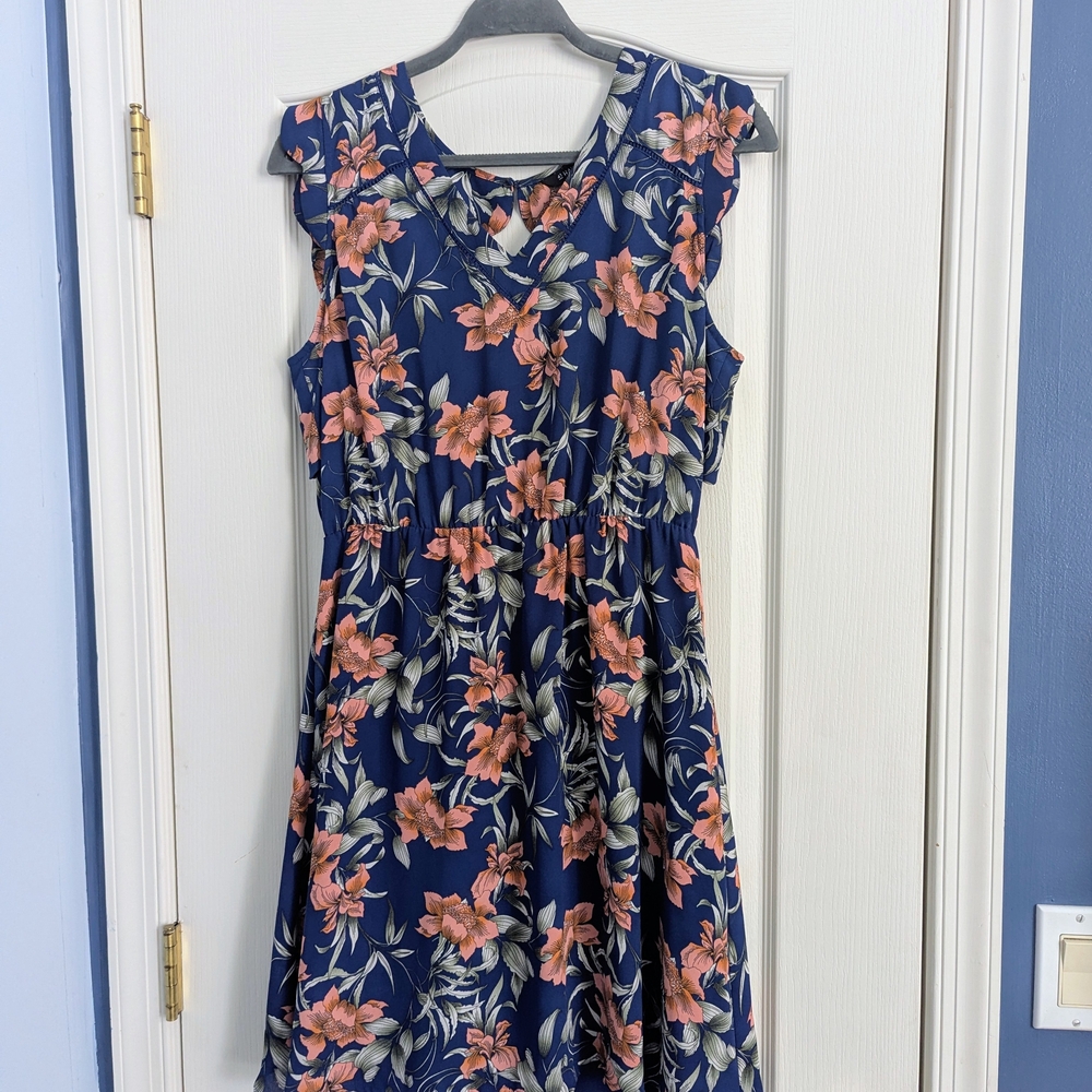 41 Hawthorn Blue and Pink Floral Top